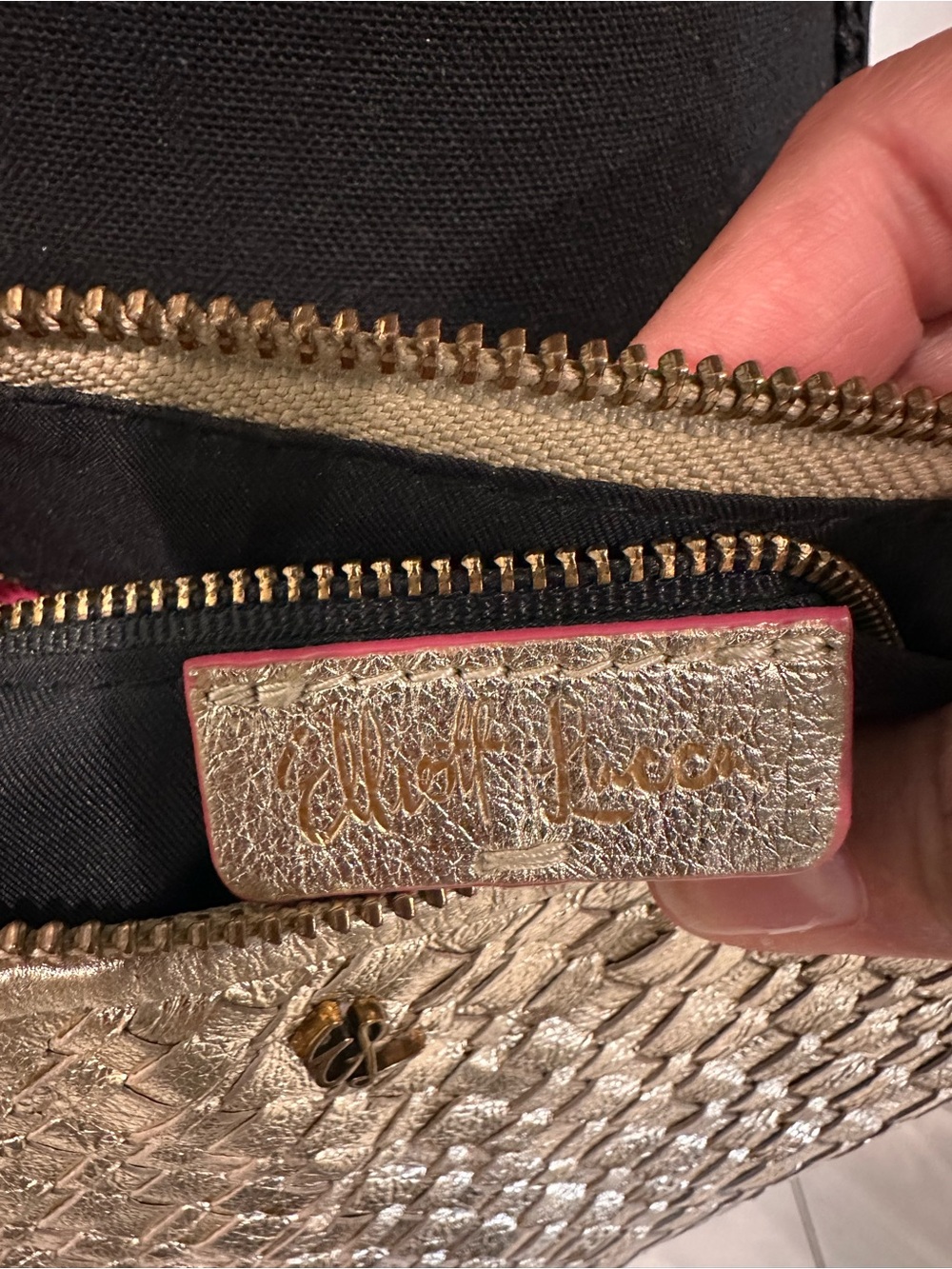 Elliot Lucca Woven Metallic Crossbody Bag in Champagne - Picture 4 of 8